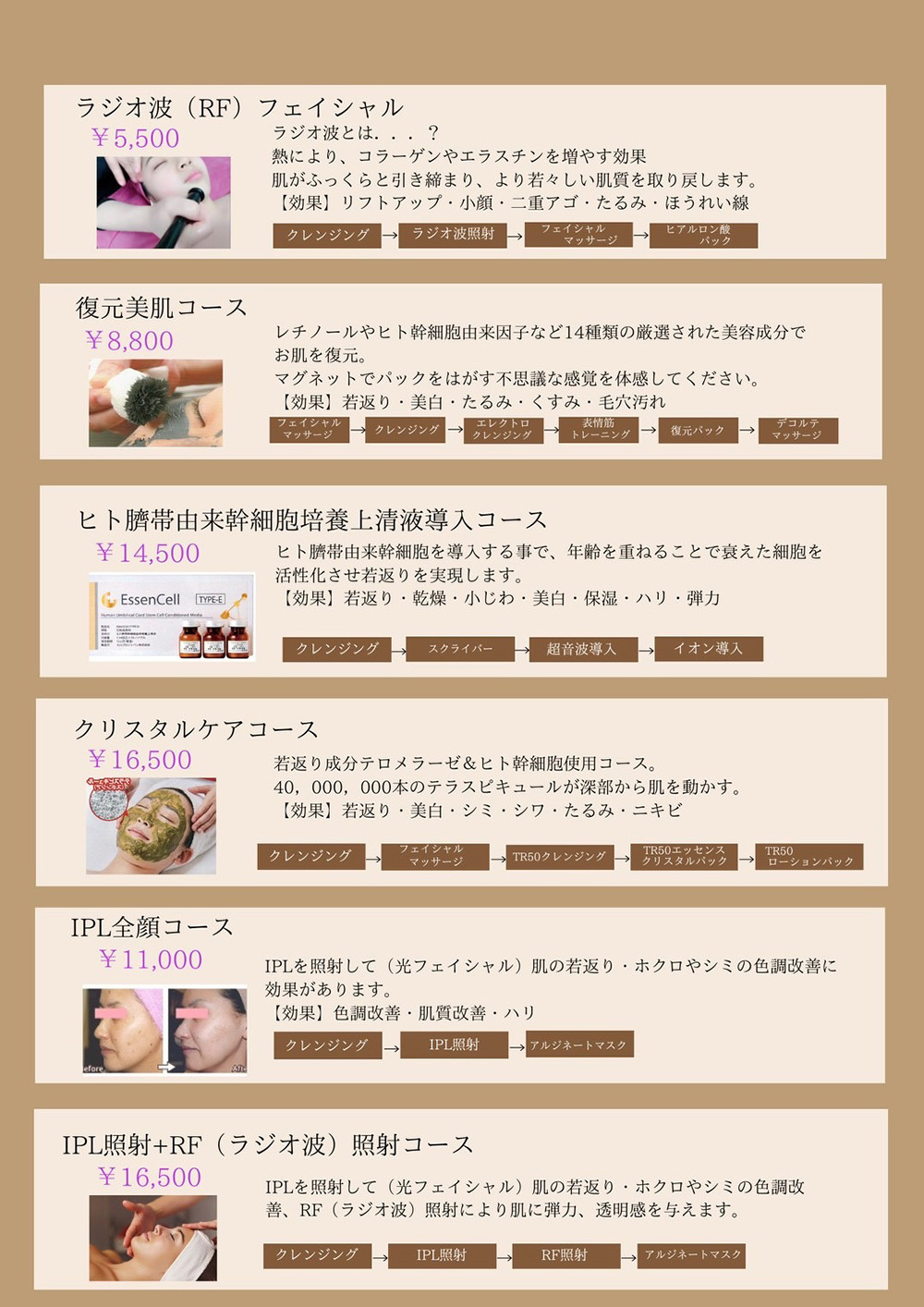 富士宮エステ・スペアミントのスタンダードメニュー２